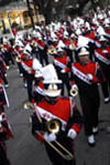 High School Band Marches in a Mardi Gras Parade