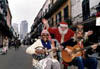 Santa with Two Musicians on a French Quarter Street