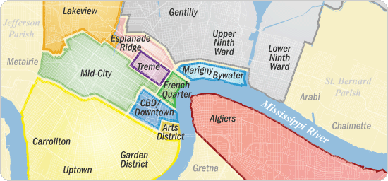 Map of New Orleans districts